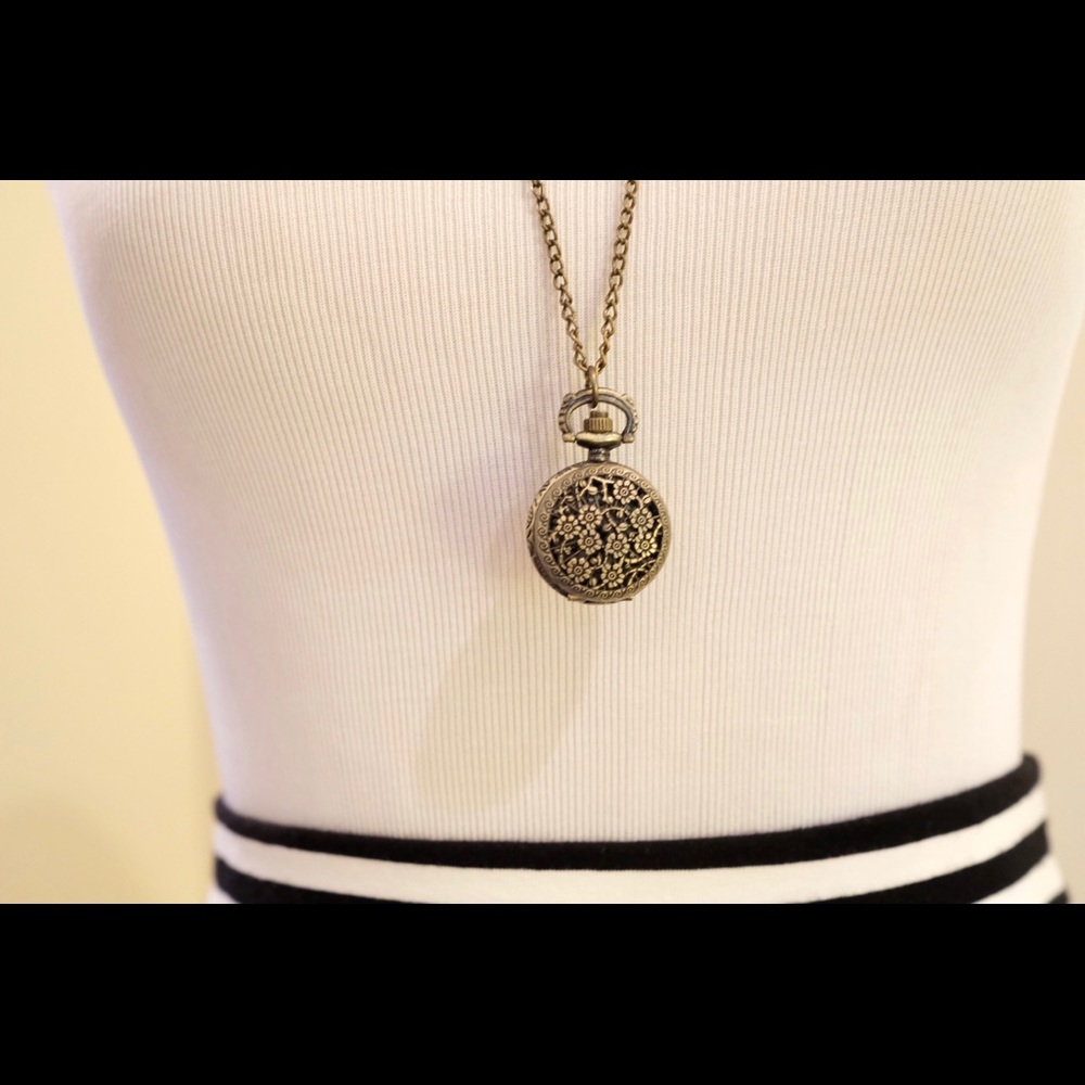 Watch necklace, gold and silver colors available